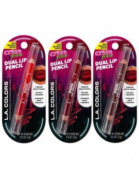 L.A. Colors Cyber Glam Dual Lip Pencil Lot of 3 New HTF